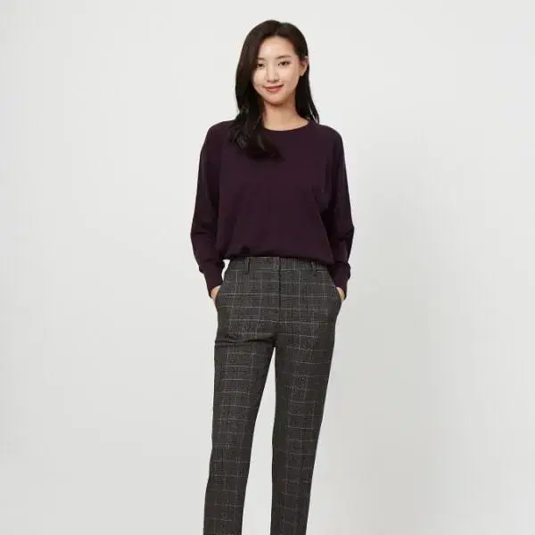 Giordano Check Brushed Slim Fit Trousers