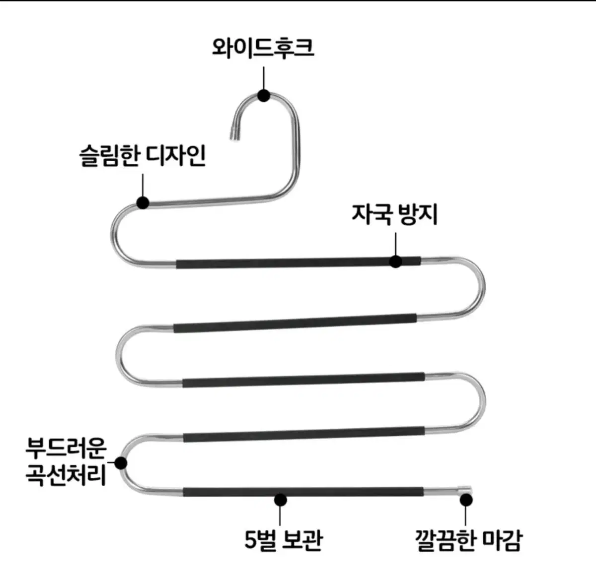 논슬립 스텐 5단 바지걸이 넥타이걸이 옷걸이 3개 일괄