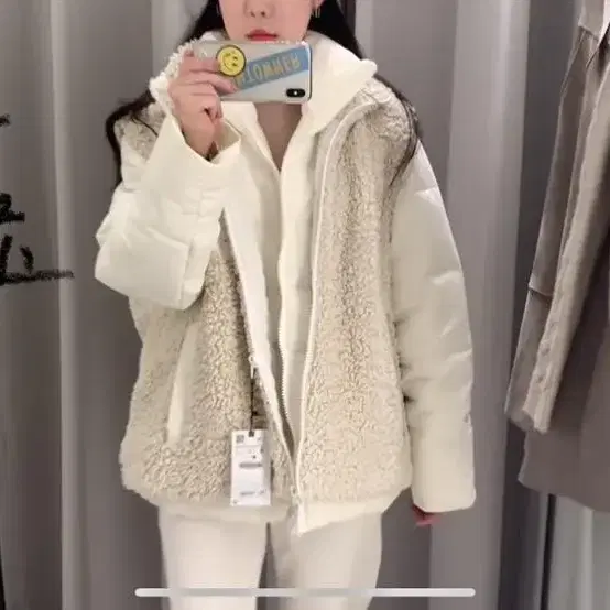 ZARA 자라 2 in 1 에코시어링 아이보리 아우터 점퍼