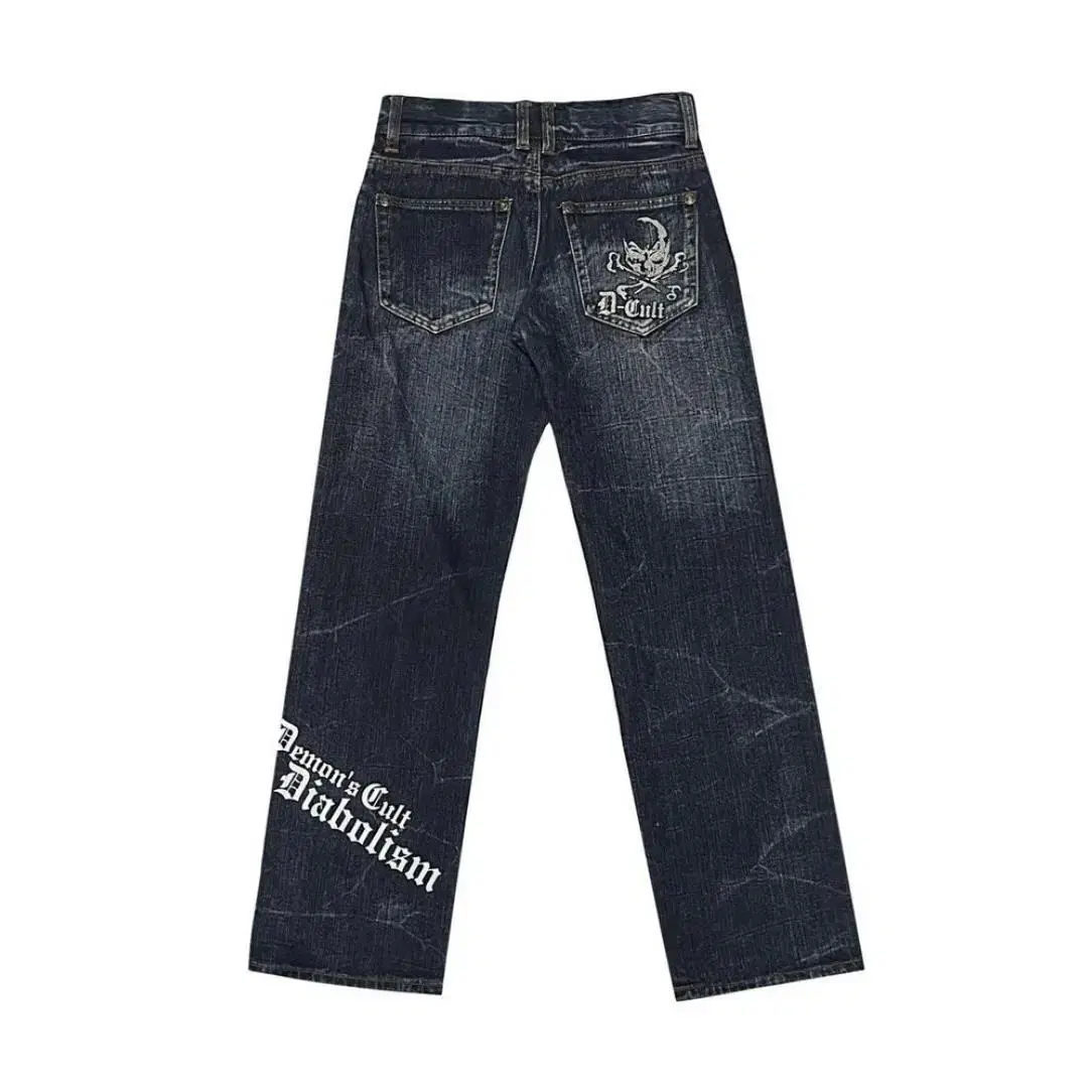 Skeleton denim pants 펑크룩 나나깔 y2k 해골 데님