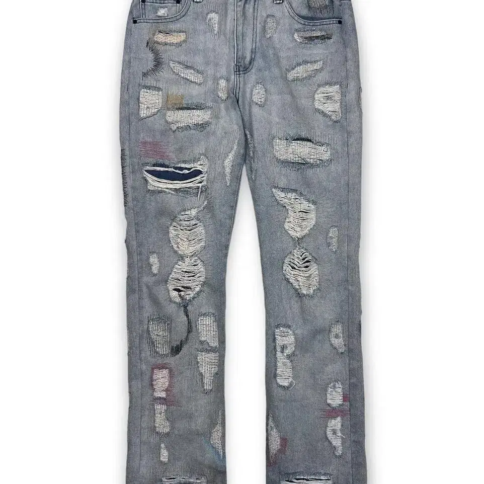 Endless embroidery lettering denim pants