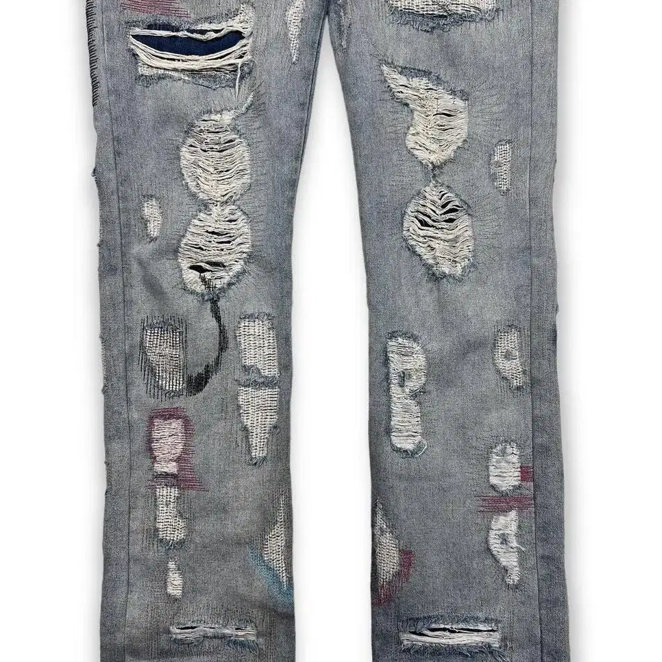 Endless embroidery lettering denim pants