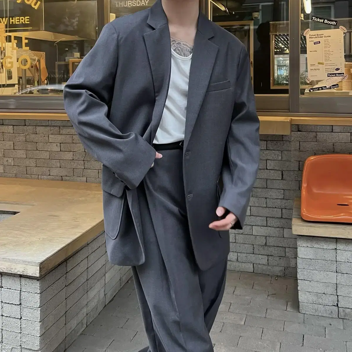 Daddy fit blazer jacket set 남자 오버핏 블레이져