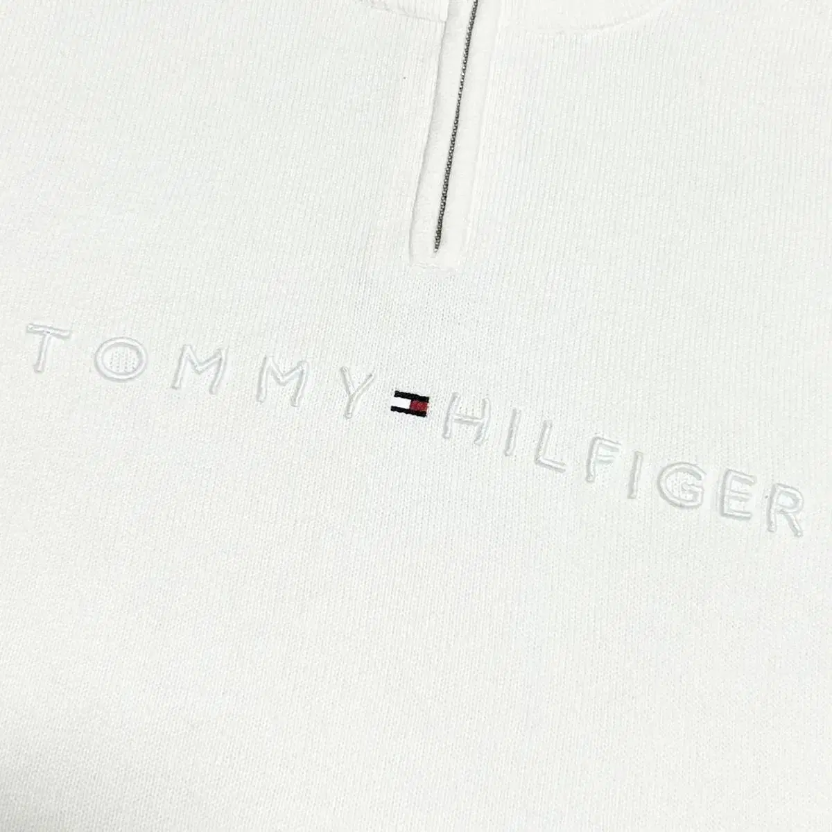 [ M ] Tommy 타미힐피거 아이보리 반집업 코튼 니트