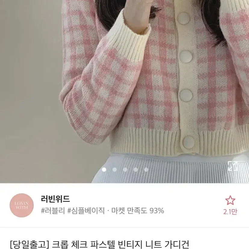 크롭 체크 파스텔 빈티지 니트 가디건 러빈위드 에이블리