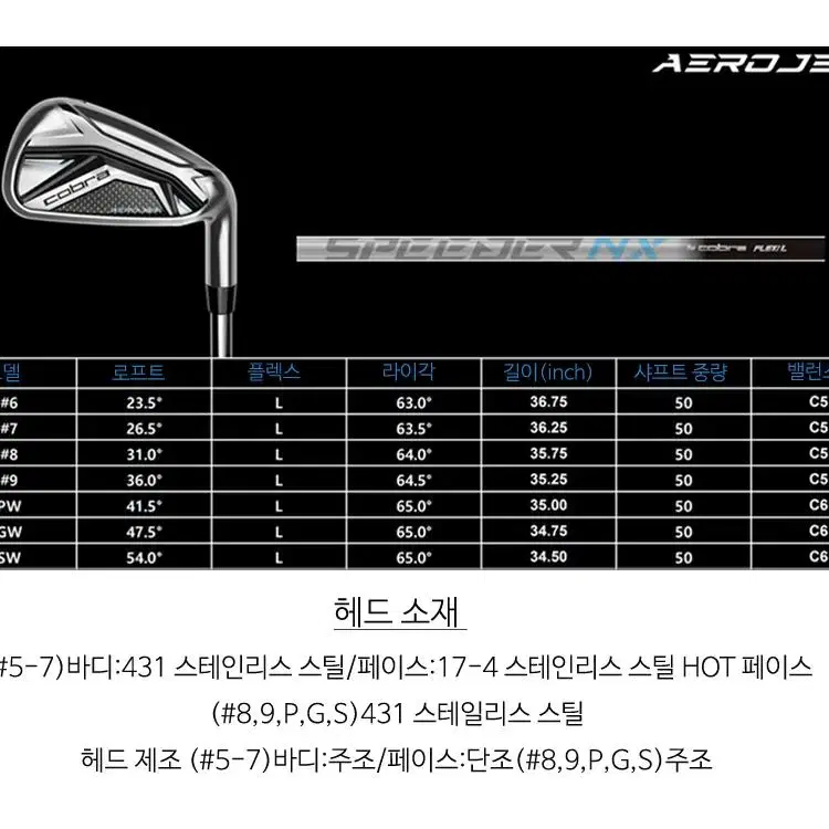 코브라 2023 COBRA 정품 에어로젯 여성 아이언 에어로제트