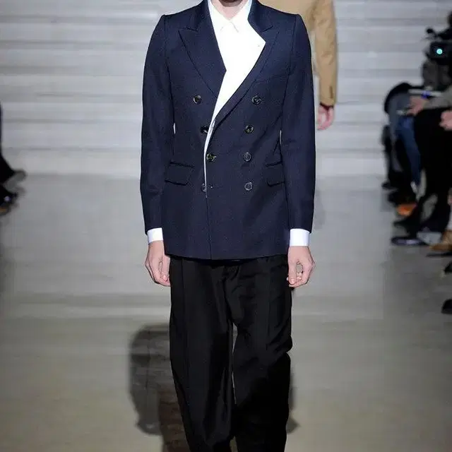 DRIES VAN NOTEN Navy Twill Wool Blazer