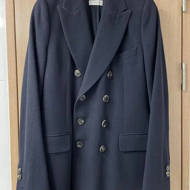 DRIES VAN NOTEN Navy Twill Wool Blazer