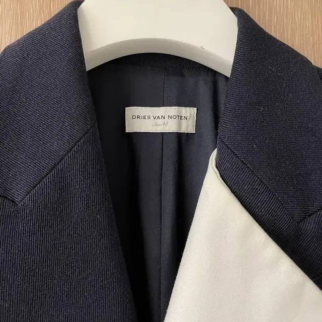 DRIES VAN NOTEN Navy Twill Wool Blazer