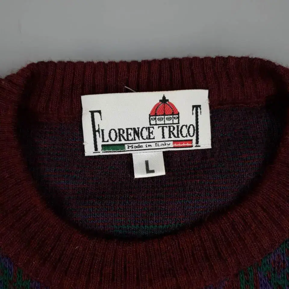 FLORENCE TRICOT 퍼플 버건디 캐시미어 울 라운드넥 니트 L