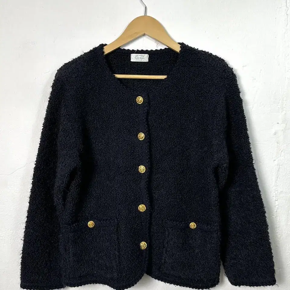 vintage boucle navy cardigan jacket