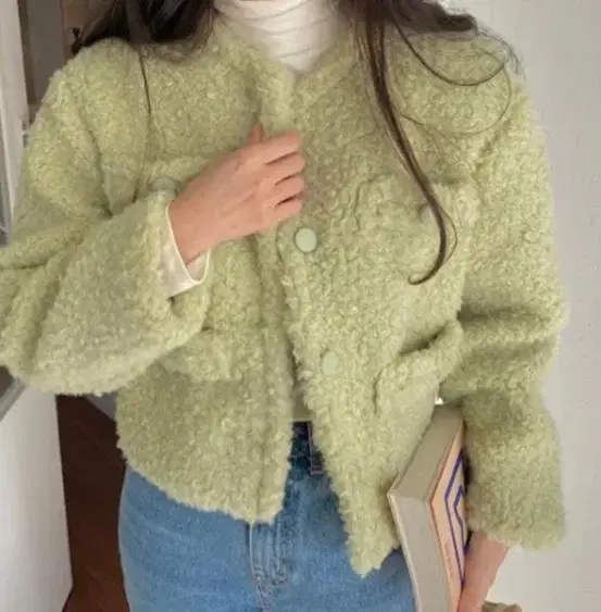 Spring-green puff jacket Fleece jacket