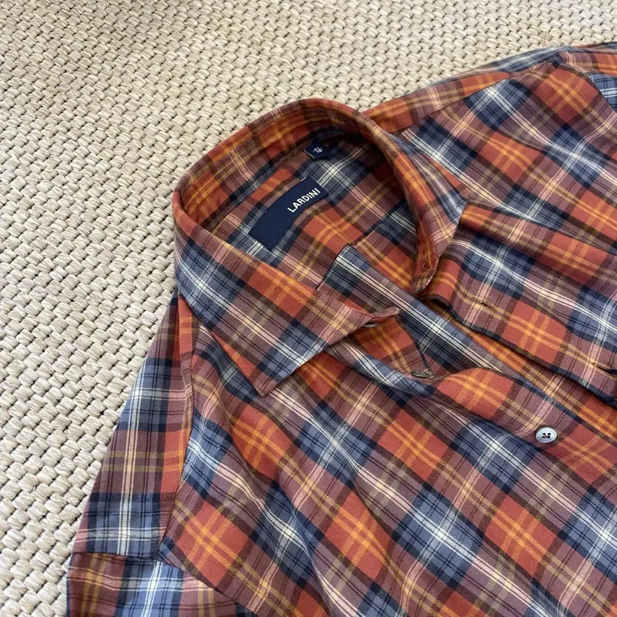 LARDINI Rusted orange checked shirt for Lardini Italian finest