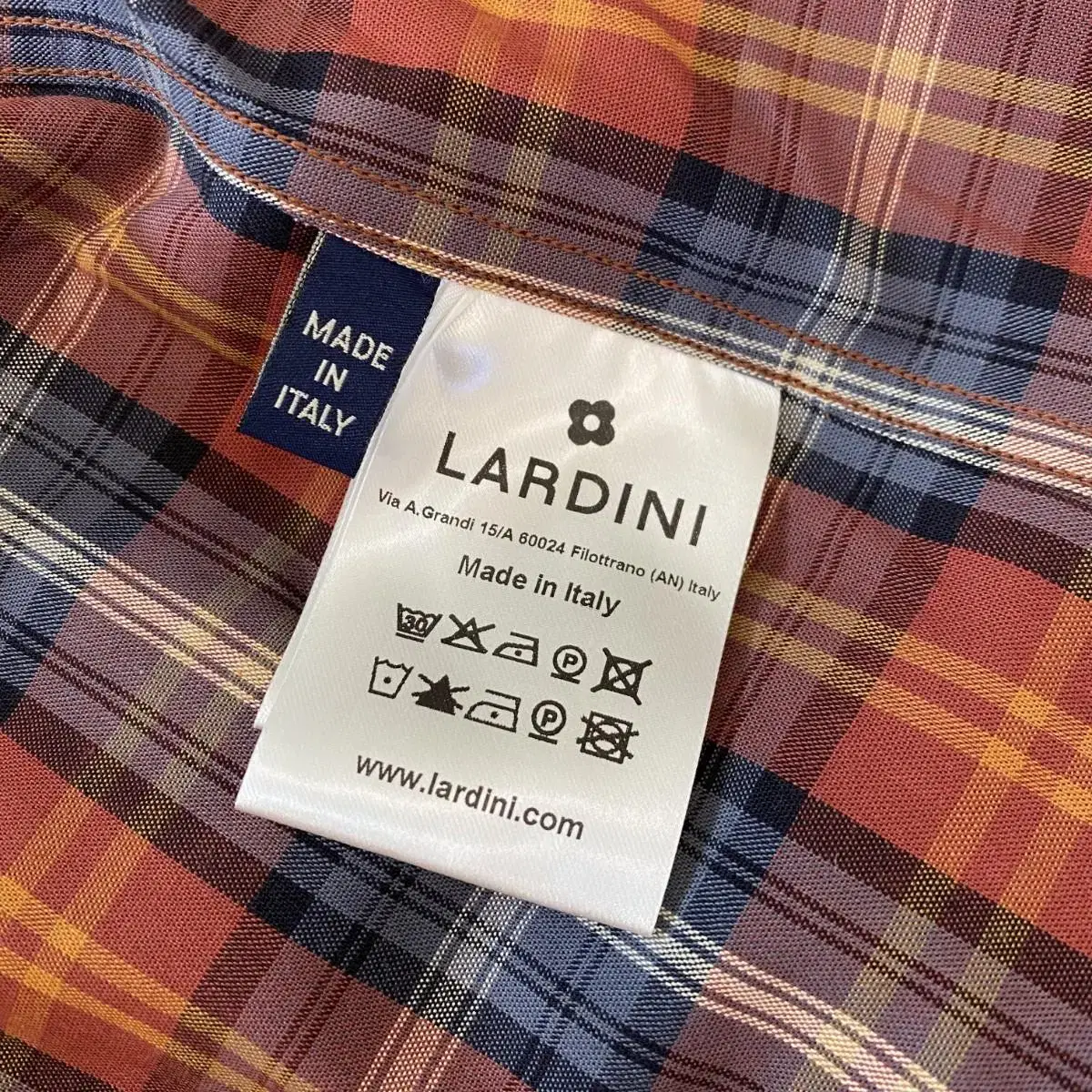 LARDINI 라르디니 이탈리안 최고급 러스티드 오렌지 체크 셔츠