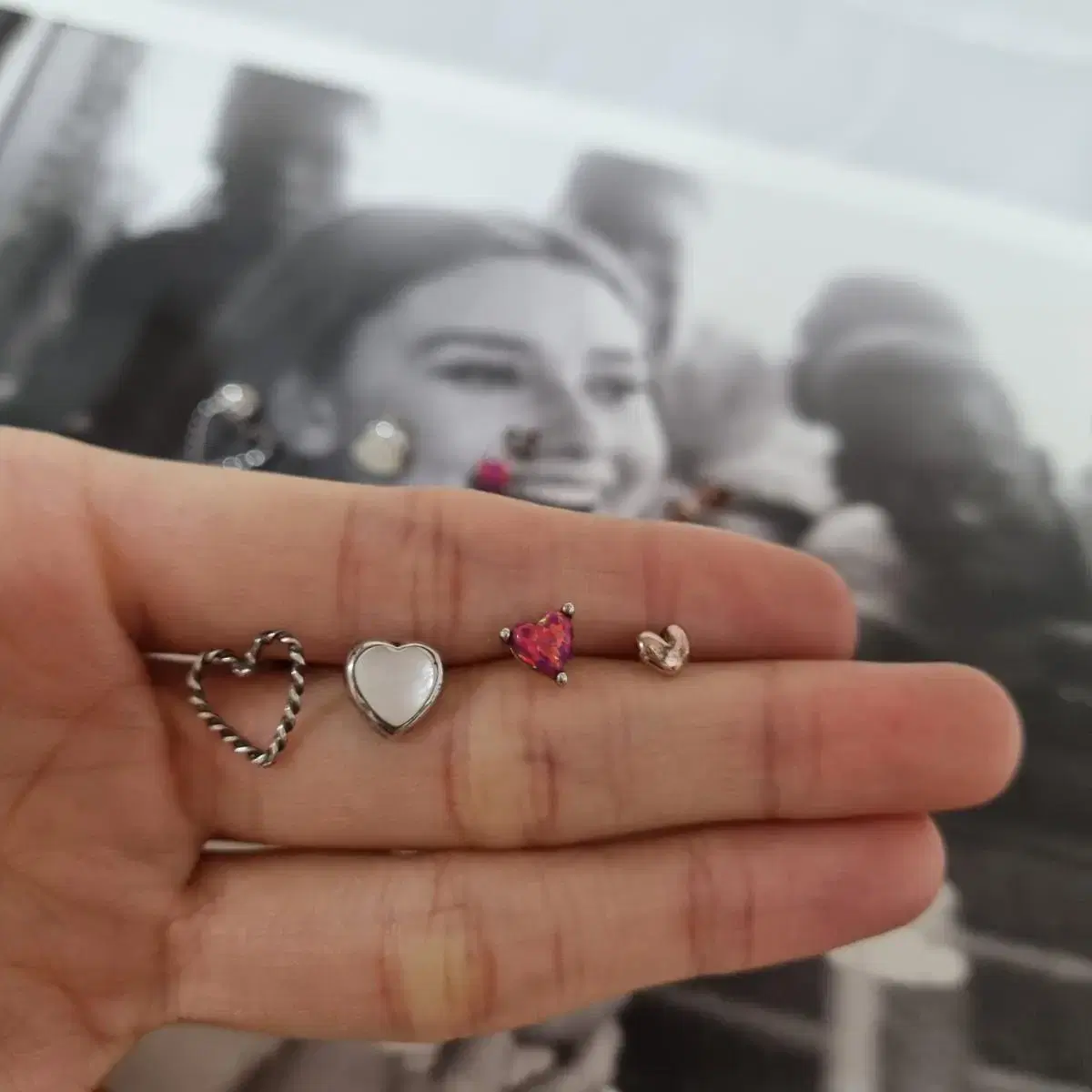 925Silver Heart Earrings WhitePearl Earrings Rose GoldEarrings Pink