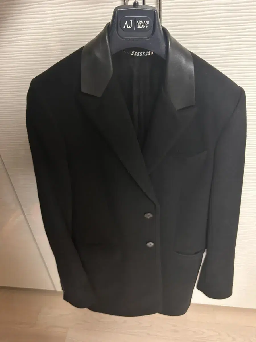 Givenchy Peaked leather lapel coat