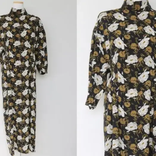 (구해요) 팜므뮤즈 CHINA NECK BUTTON FLORAL DRES