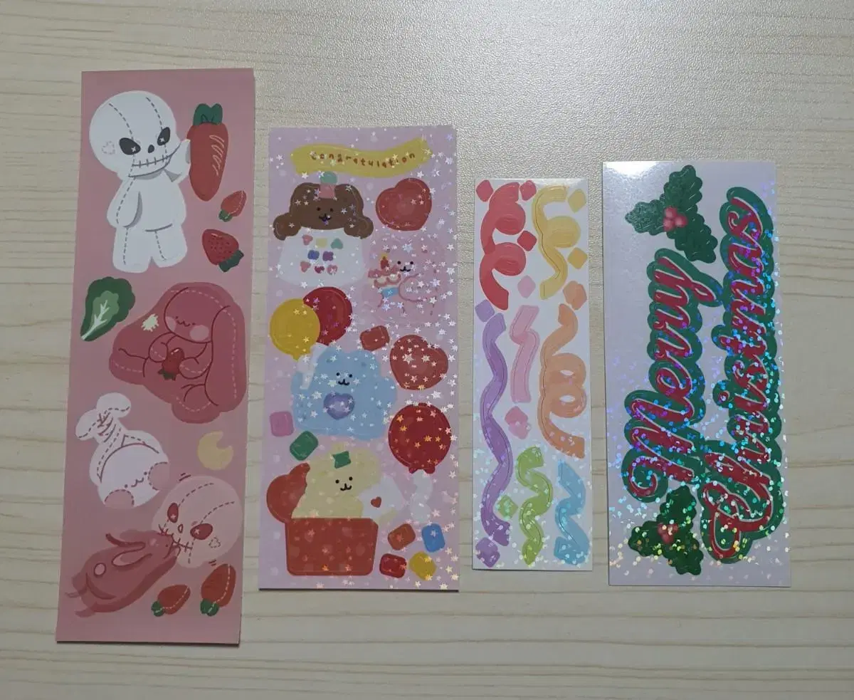 Four elongated mini seal stickers