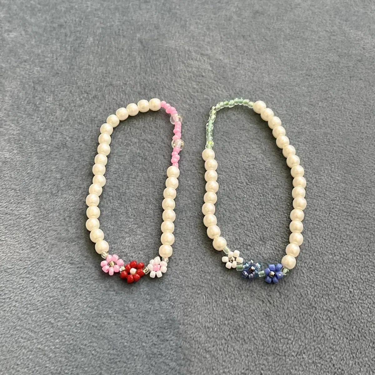 진주 플라워 믹스 비즈 팔찌 / Pearl beaded bracelet