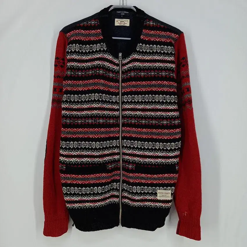 Comme des Garçons Song Men's Colored Wool100% Knit Zip-Up Cardigan RedL(HU13479)