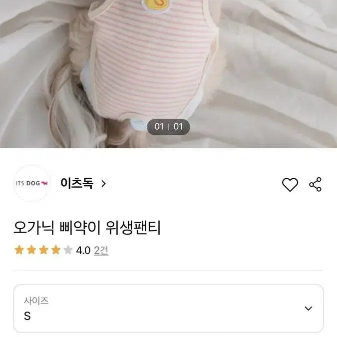 이츠독 오가닉 강아지 위생팬티 S, M