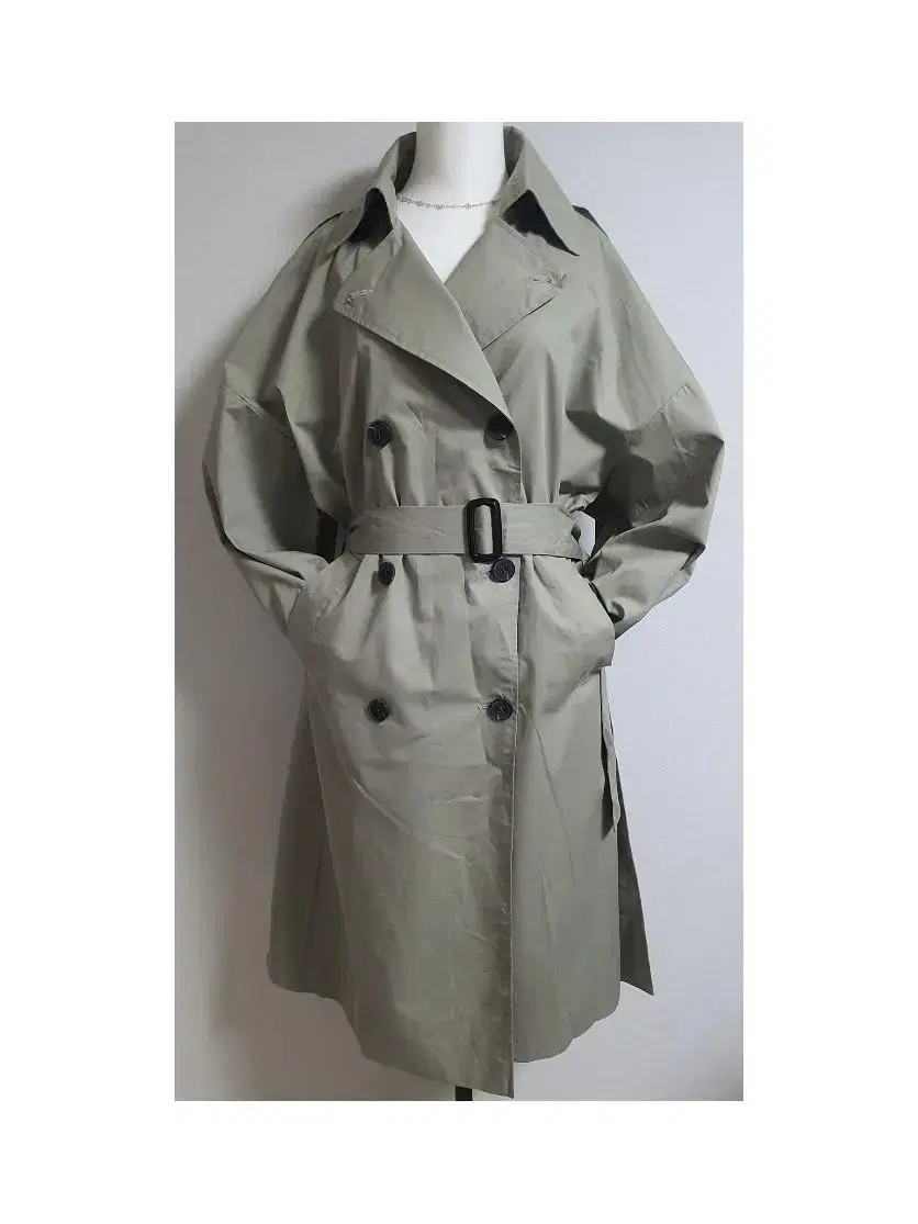 Long Trench Jacket Mint Khaki