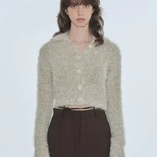 다이애그널 퍼지 가디건, FUZZY MIXED KNIT CARDIGAN