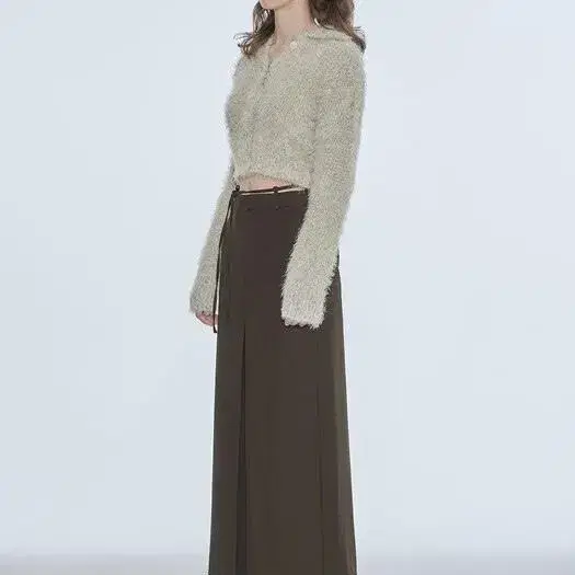 다이애그널 퍼지 가디건, FUZZY MIXED KNIT CARDIGAN