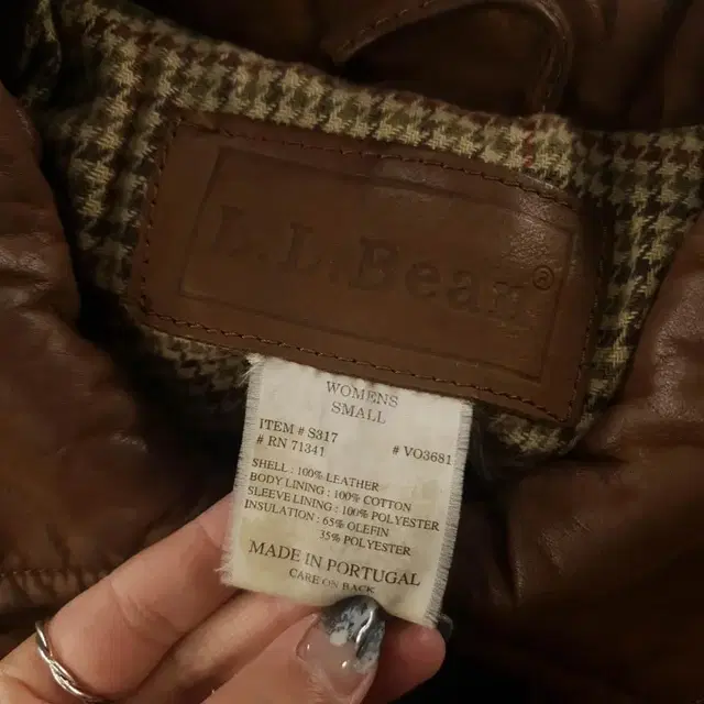 L.L.BEAN 엘엘빈 브라운 카라넥 레더자켓 반코트 가죽자켓 M