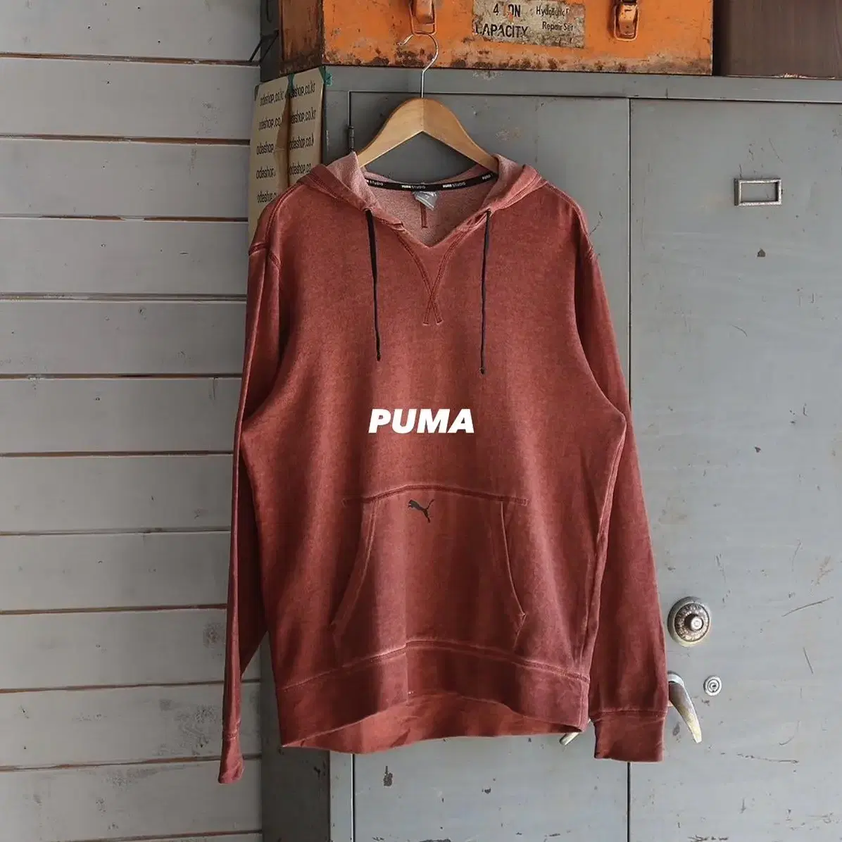 (착용컷) PUMA 피그먼트 후드 티셔츠 (남성용 100)