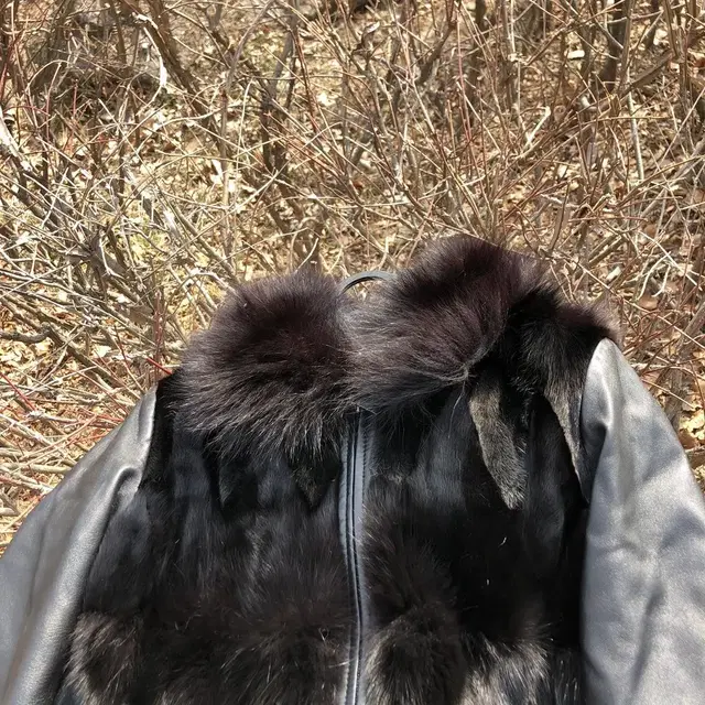 Vintage Soel black fur leather jk