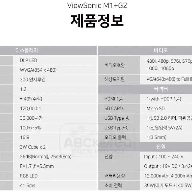 M1+G2 미니 빔프로젝터 3*2W