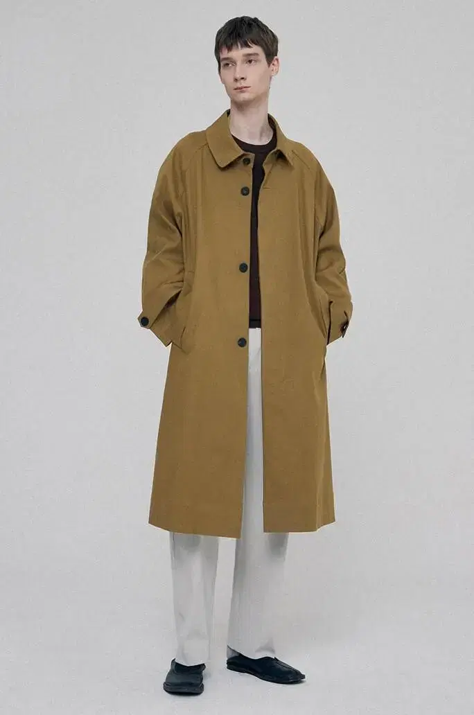 Time Homme Over-fit Hidden-button Trench Coat-Brown,95S