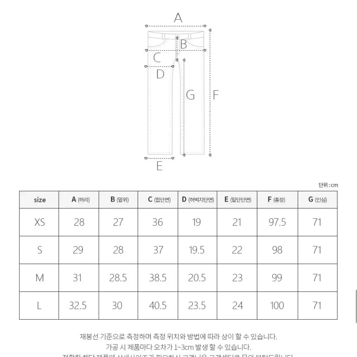 모더핏  흑청  슬릿 원버튼 바지