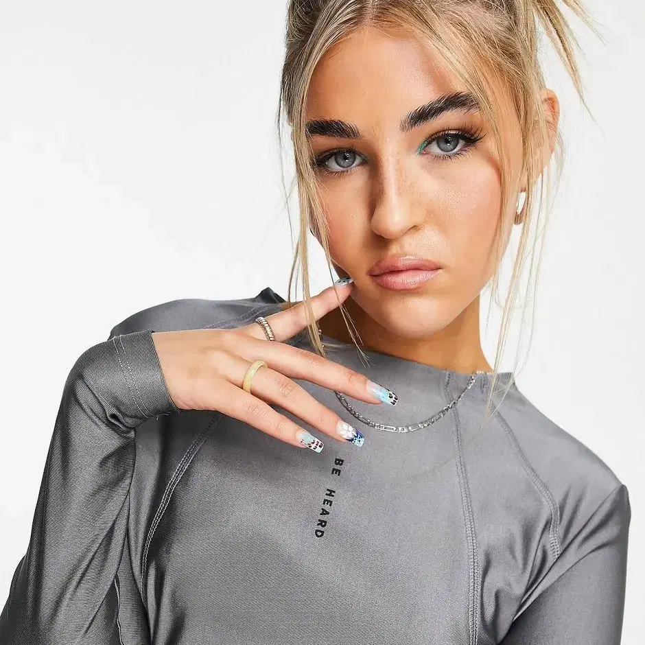 Topshop silver grey longsleeve top