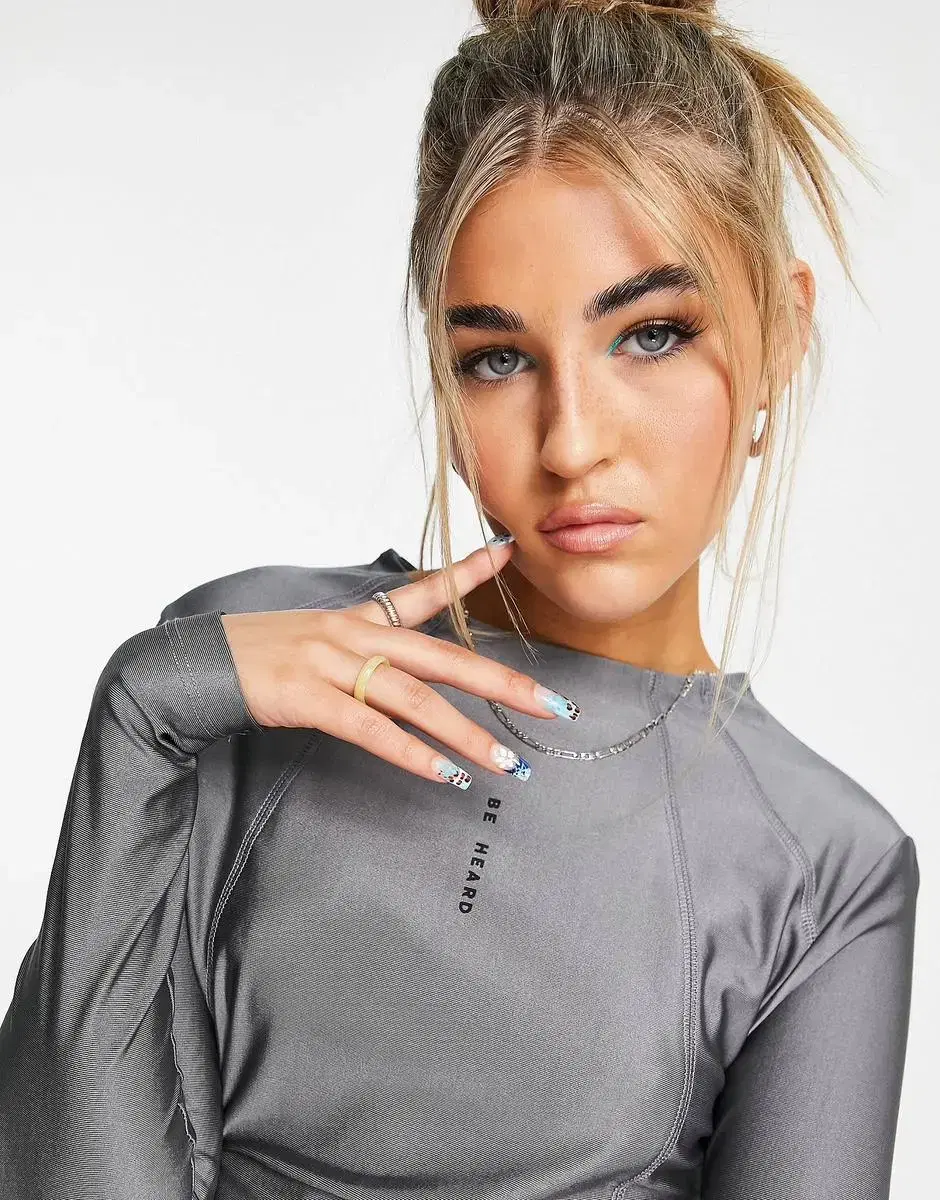 Topshop silver grey longsleeve top