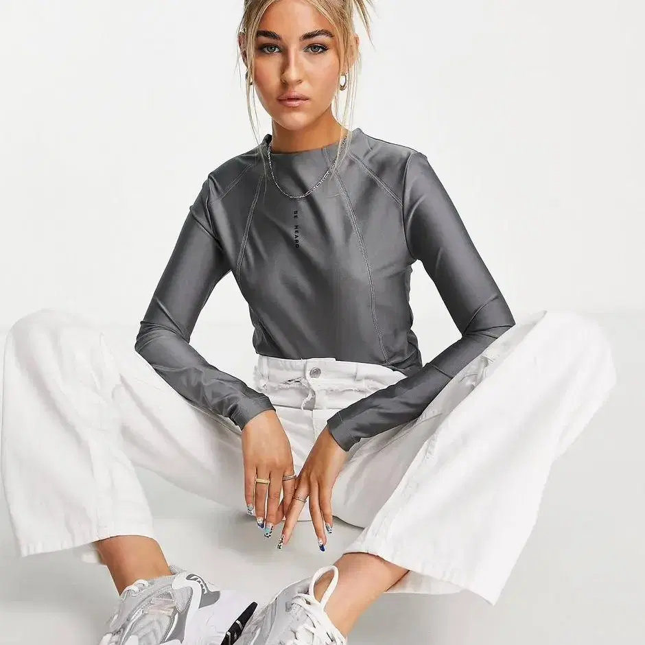 Topshop silver grey longsleeve top