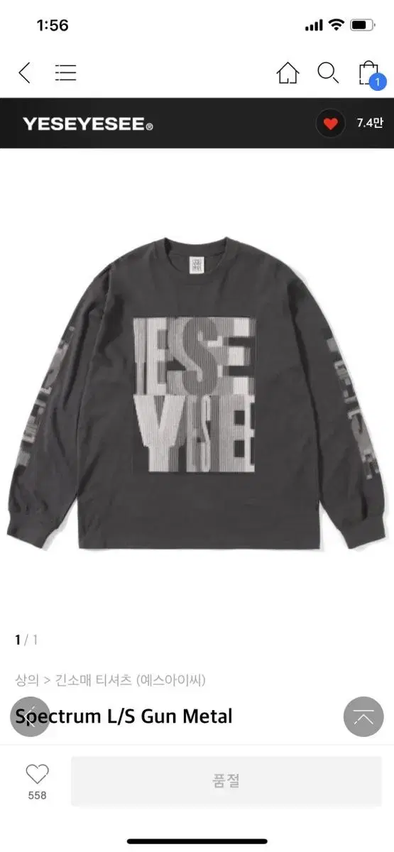 Yes IC Long Sleeve Charcoal