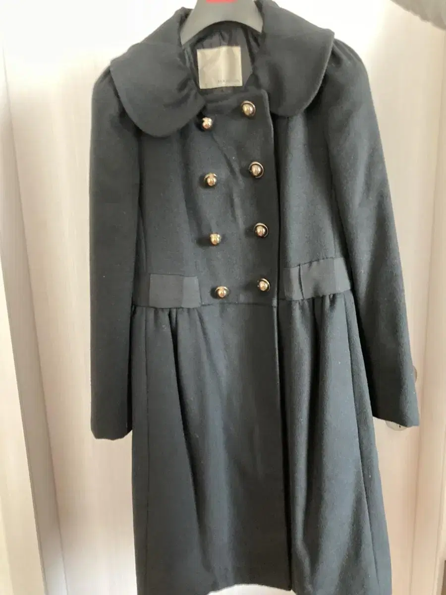 Renibon Genuine Wool and Cashmere Winter Coat with Gold-Plated Buttons 55