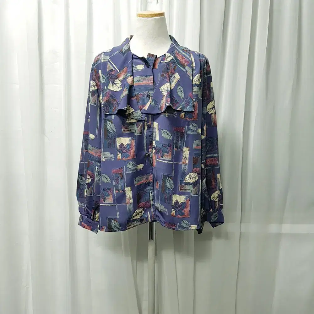 JPN Vintage pattern retro boxy long sleeve blouse WL A499