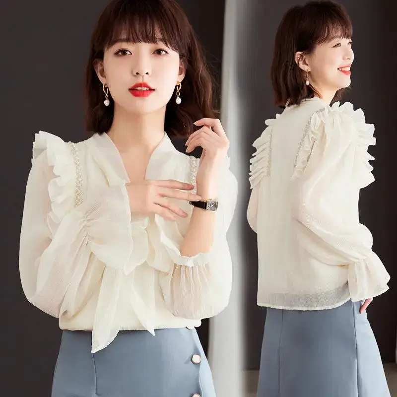 Chiffon high-end regular pullover shirt