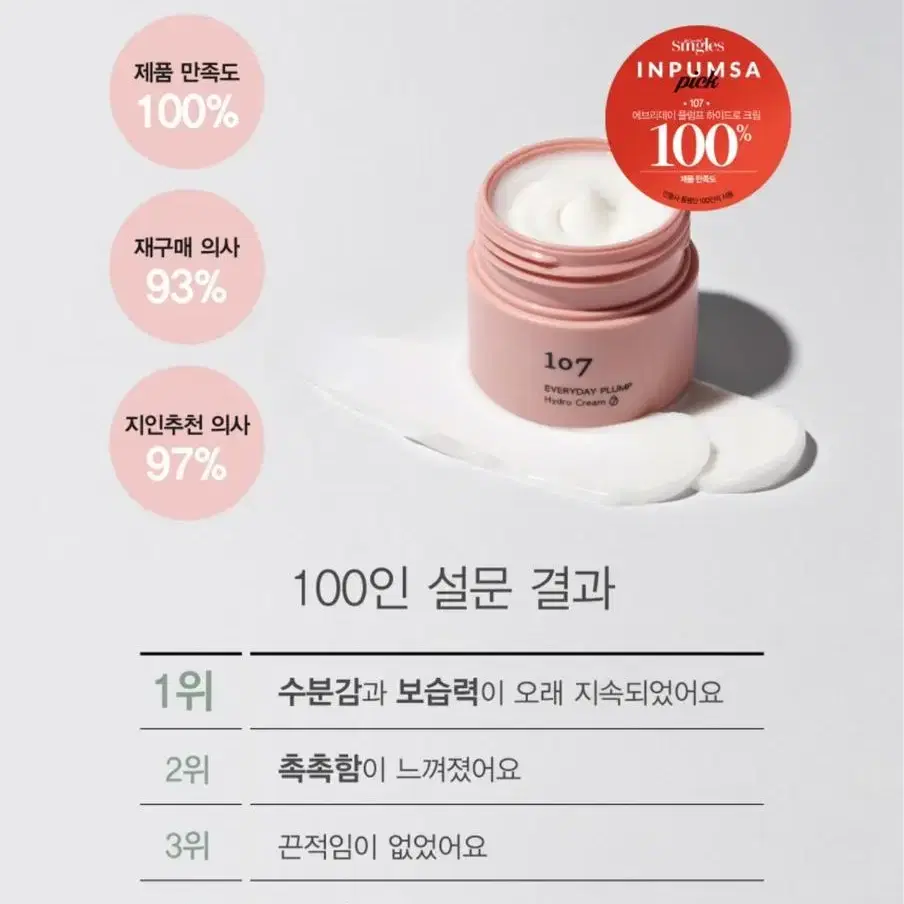 (새제품)원오세븐 에브리데이 플럼프 하이드로 크림 50ml