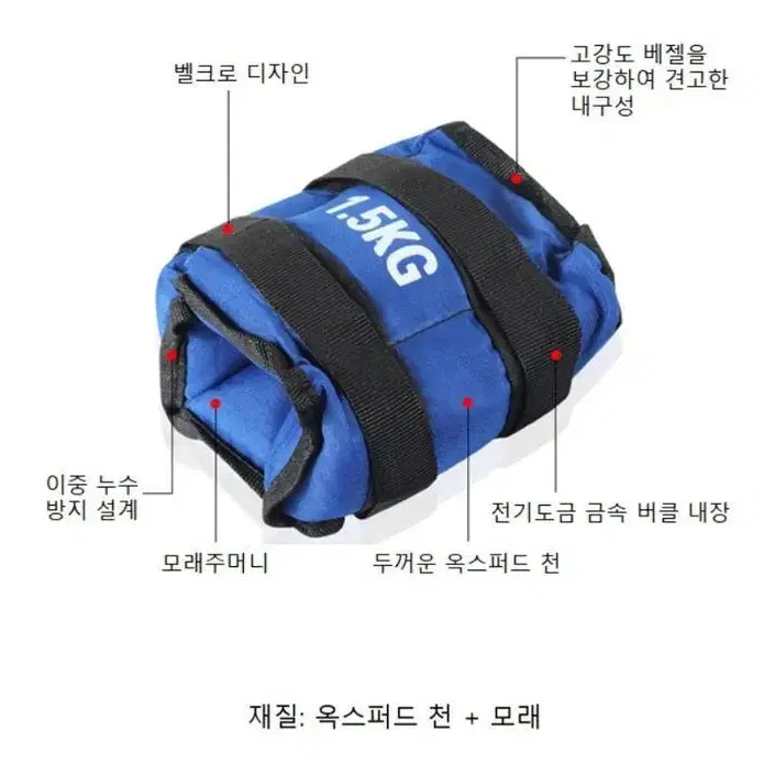 [무료배송 1kg + 1kg] 손목 발목 모래주머니 복싱 헬스 조깅 운동