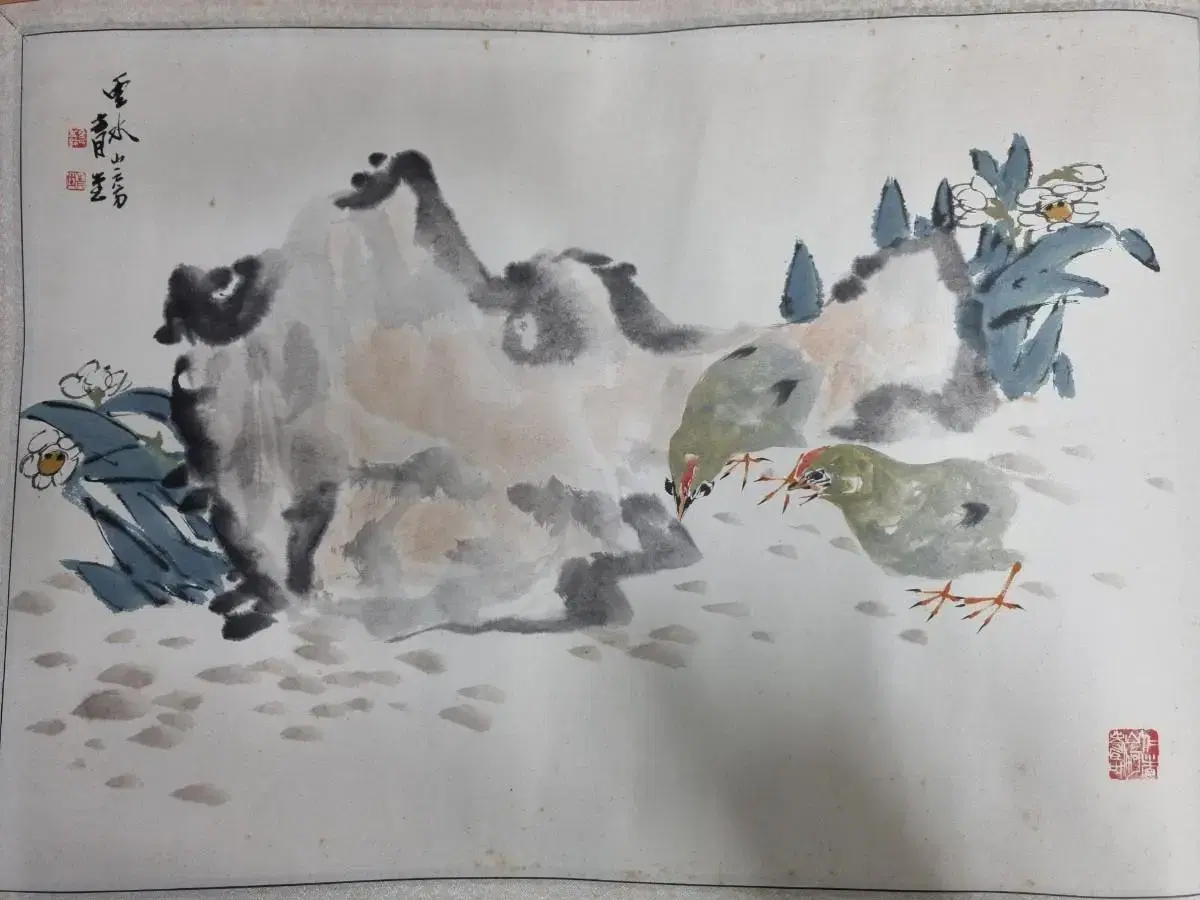 청당 김명제/화조도/진품/그림/국전문공부장관상/국전심사위원