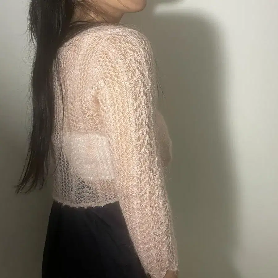 vintage pink knit crop cardigan