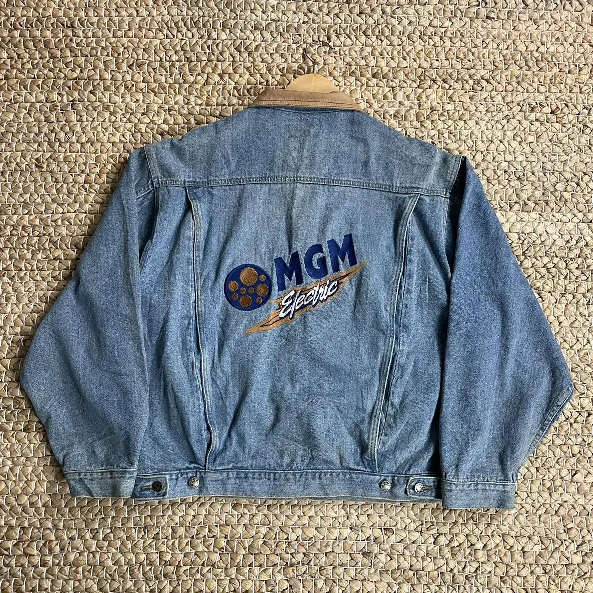 1990s Canada MGM 레더카라 데님자켓