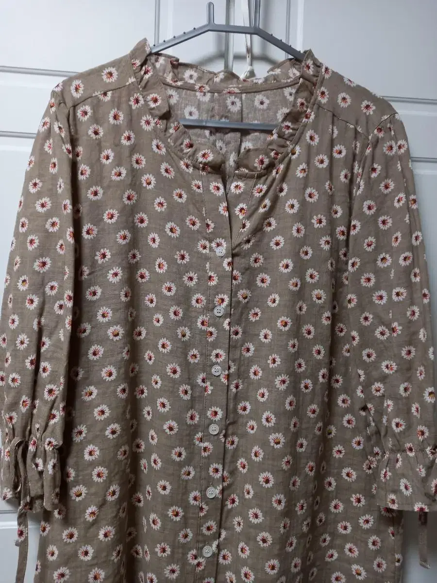 7-part-length cotton blouse