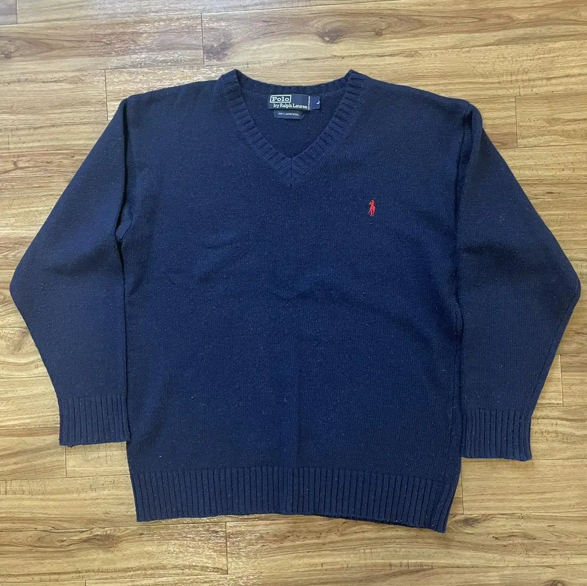 Polo V-neck Navy Knit Large L