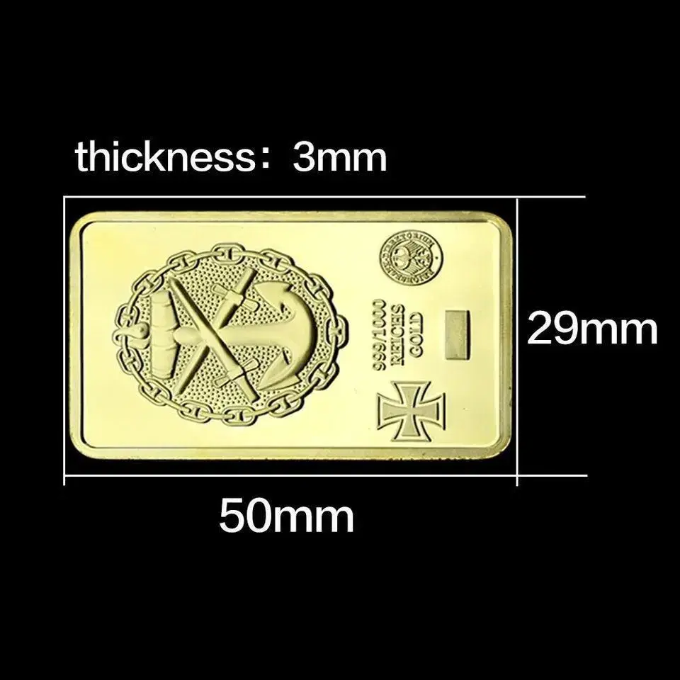 새 1온즈 독일 해군 금 도금 금속 동전 기념 골드바 순금 황금