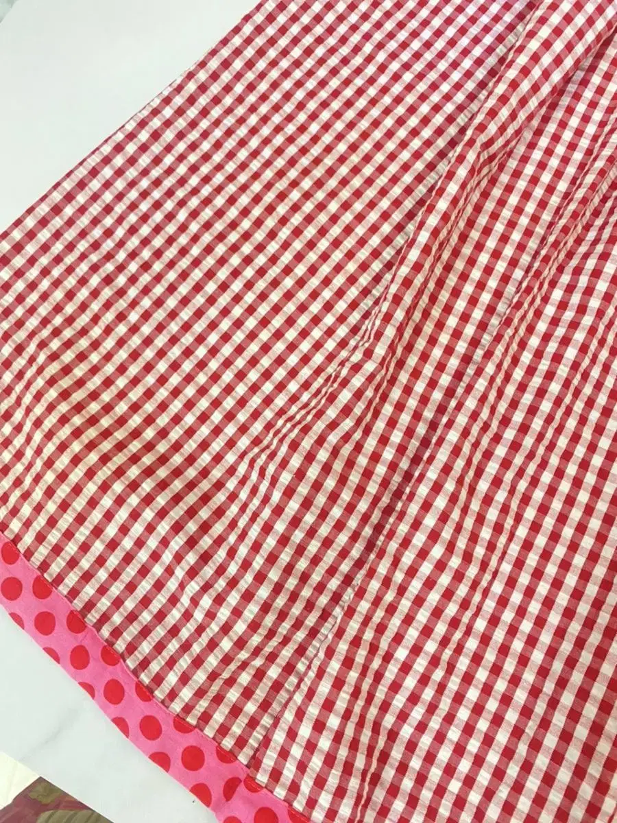 (Almost new, rare) Vintage Mori Girl Red Check Long Skirt